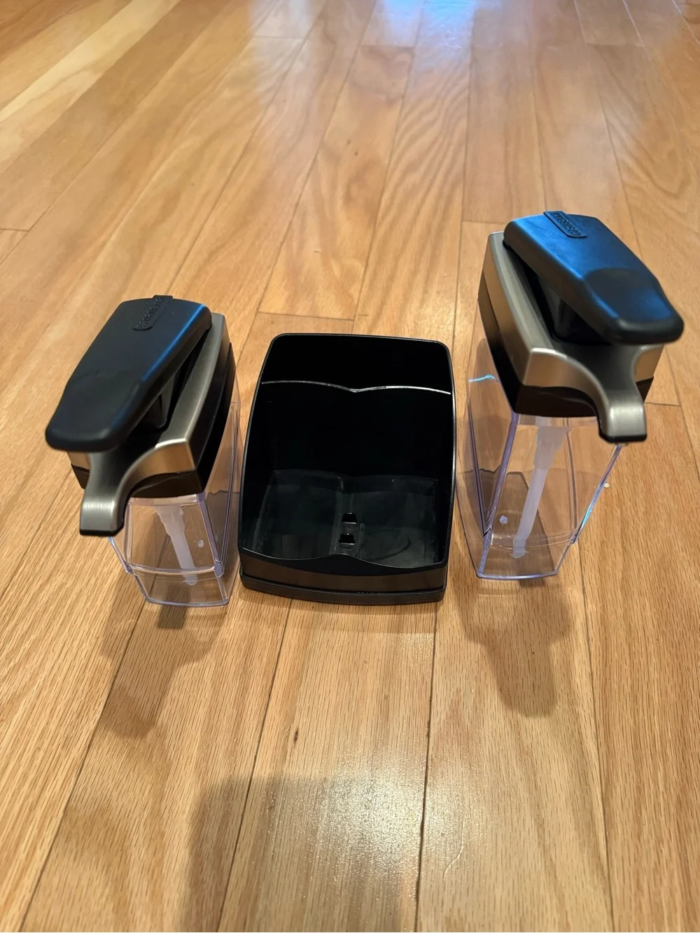 Dual-Compartment Black and Silver Liquid Soap Dispenser